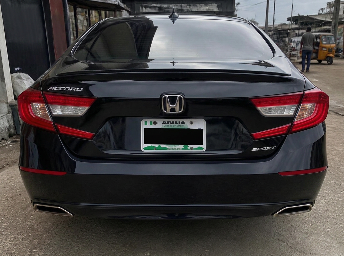 Rear view of a wrapped Honda Accord