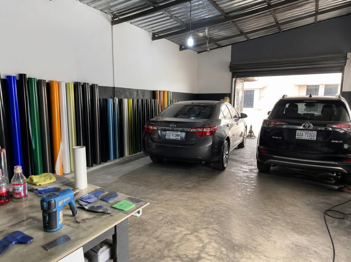 Inside the vehicle wrapping workshop
